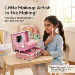46-Piece Kids Makeup Kit in Aluminum Carry Case – Washable Pretend Play Beauty Set 💄✨
