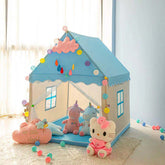 Modern Blue Castle Tent House with Curtains & Window