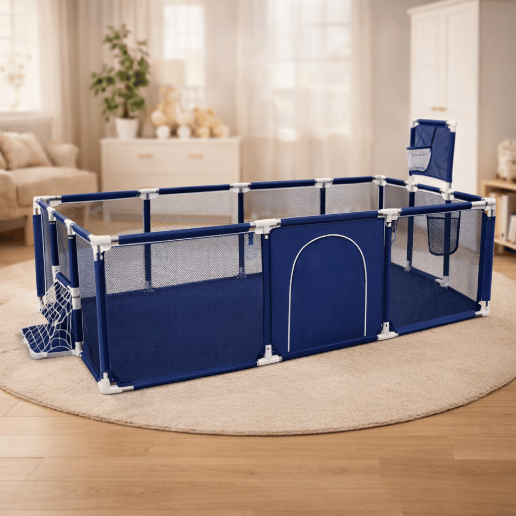 3-in-1 Kids Ball Pit Playpen Arena – Basketball Hoop & Football Goal Set 🏀⚽🎪