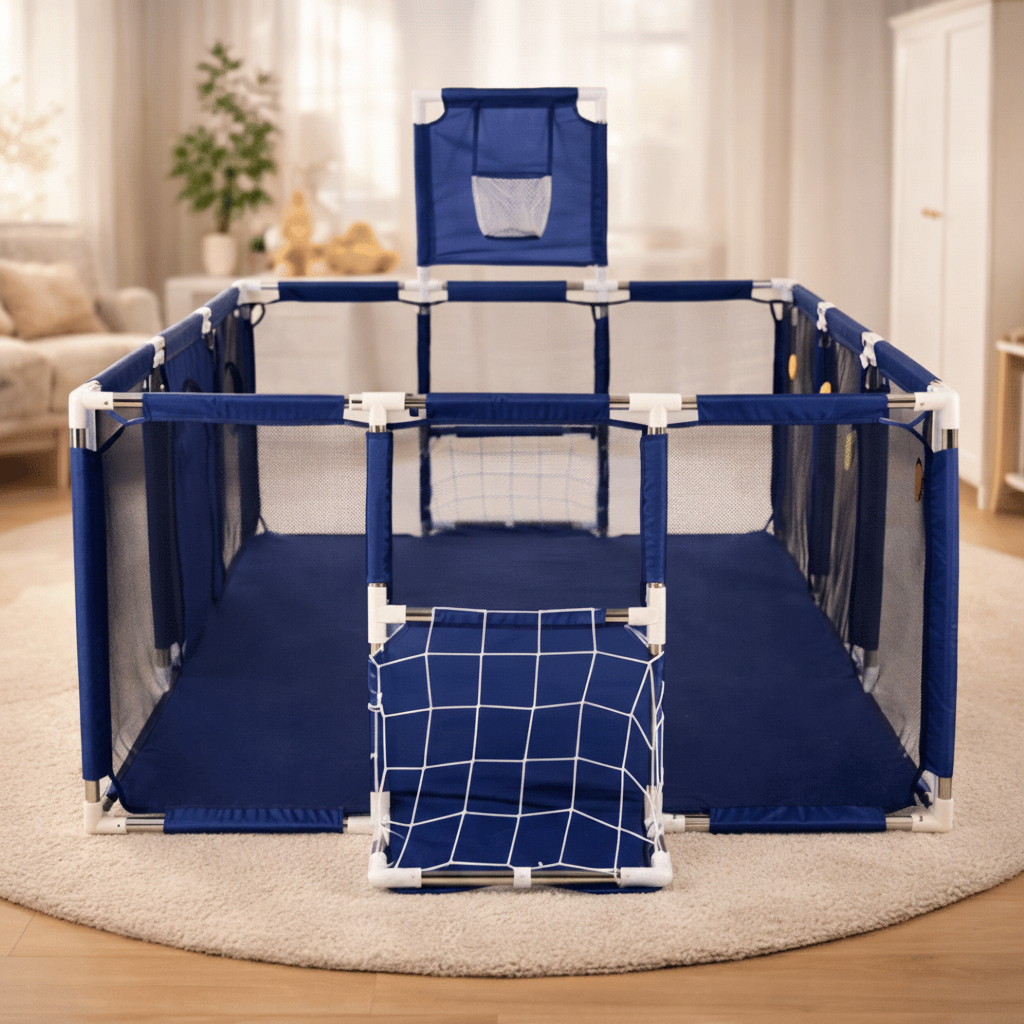3-in-1 Kids Ball Pit Playpen Arena – Basketball Hoop & Football Goal Set 🏀⚽🎪