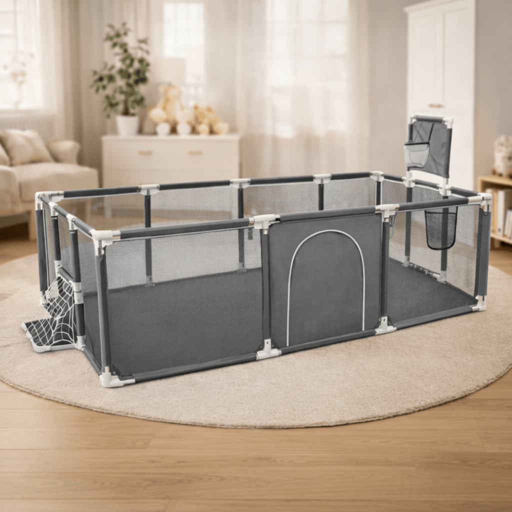 3-in-1 Kids Ball Pit Playpen Arena – Basketball Hoop & Football Goal Set 🏀⚽🎪