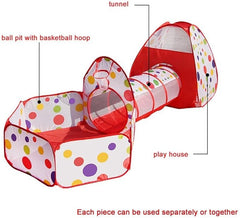 3-in-1 Pop-Up Tunnel Tent Set – Playhouse, Crawl Tunnel & Ball Pit 🎪🌈✨
