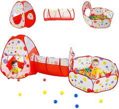 3-in-1 Pop-Up Tunnel Tent Set – Playhouse, Crawl Tunnel & Ball Pit 🎪🌈✨