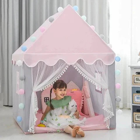 Little Princess Play Tent House With Fairy Lights – Cozy Indoor Castle for Kids 👑🏰✨