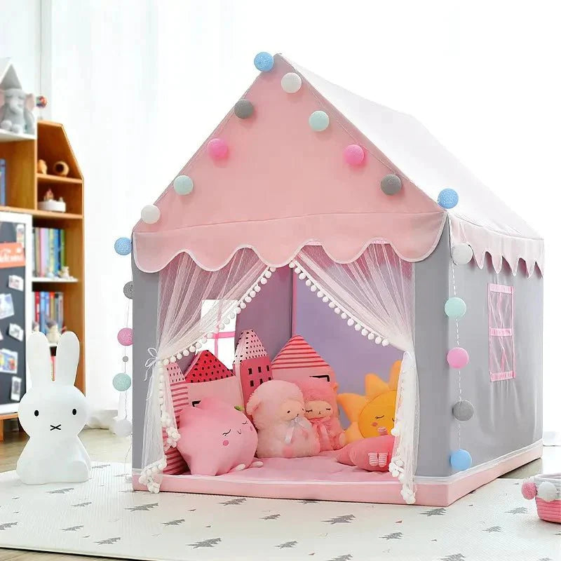 Little Princess Play Tent House With Fairy Lights – Cozy Indoor Castle for Kids 👑🏰✨