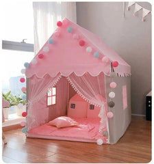 Little Princess Play Tent House With Fairy Lights – Cozy Indoor Castle for Kids 👑🏰✨