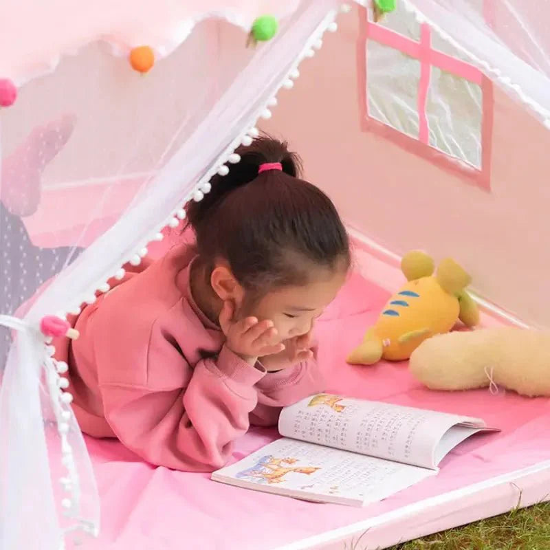 Little Princess Play Tent House With Fairy Lights – Cozy Indoor Castle for Kids 👑🏰✨