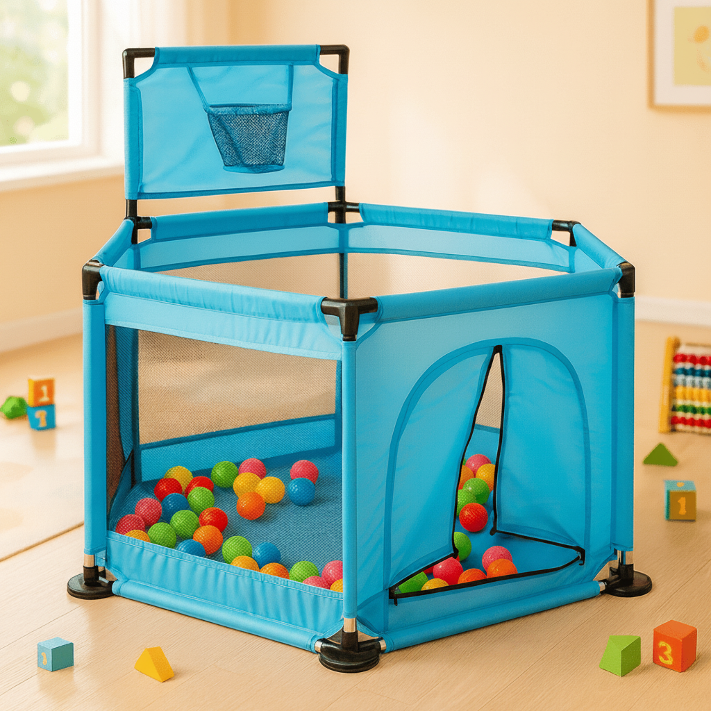 Hexagon Kids Playpen Tent with 30 Balls – Safe Indoor Ball Pit Play Area 🎪✨