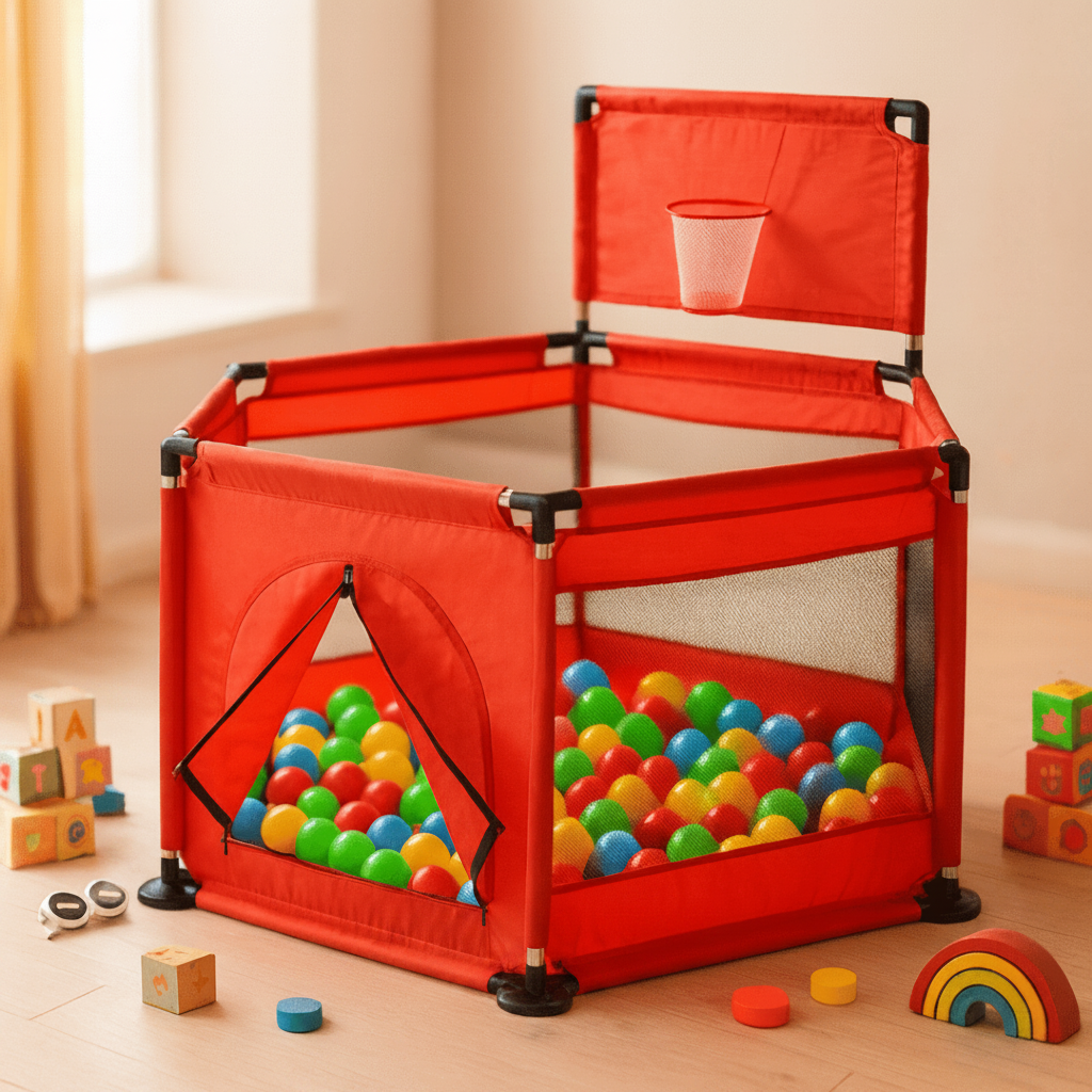 Hexagon Kids Playpen Tent with 30 Balls – Safe Indoor Ball Pit Play Area 🎪✨